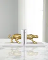 Worlds Away Leon Leopard Bookends Pair In Gold