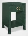 Worlds Away Malcom Grasscloth Side Table In Green