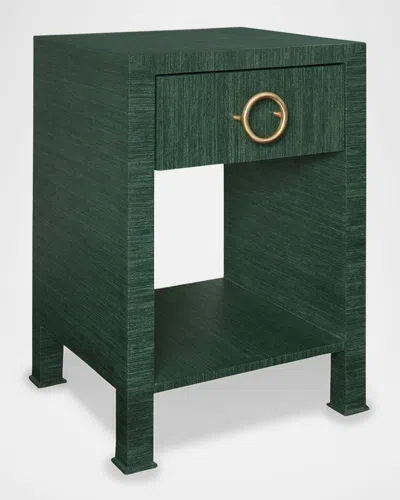 Worlds Away Malcom Grasscloth Side Table In Green