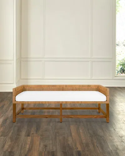 Worlds Away Monterey Cane Bench, 64" In Ivory, Natural Rattan