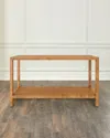 Worlds Away Newton Rattan Console Table In Natural Rattan