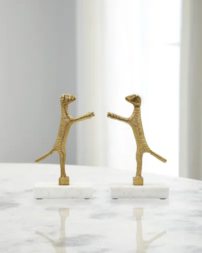 Worlds Away Pair Of Dog Bookends In Gold