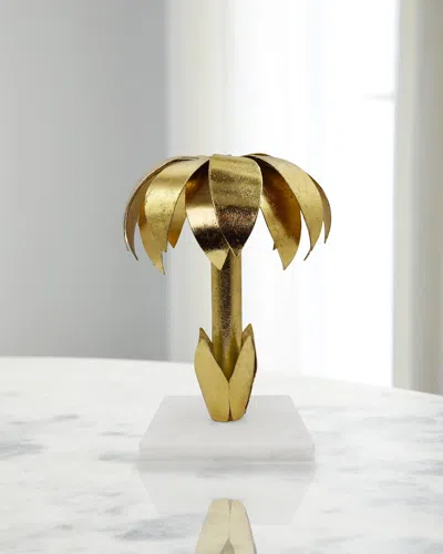 Worlds Away Palmy Palm Tree Candle Holder In Gold