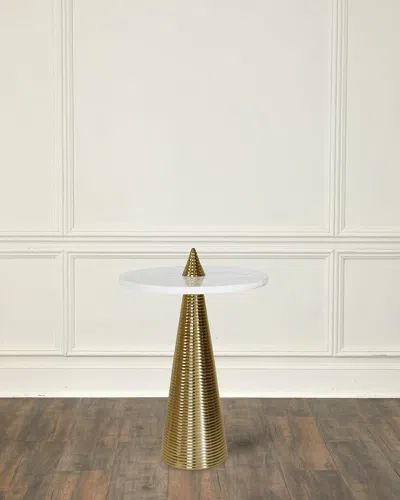 Worlds Away Pasha Conical Coiled Side Table In Brass, White