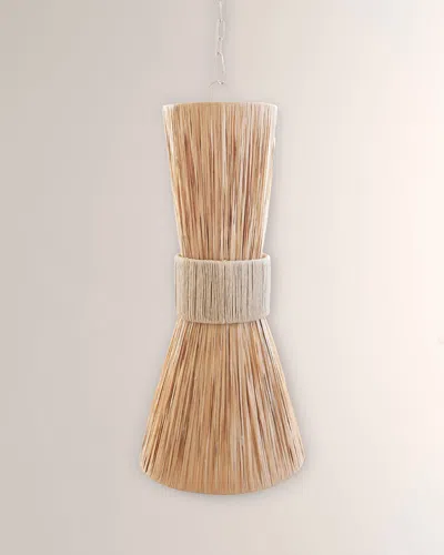 Worlds Away Pax Hourglass Raffia Pendant In Brown