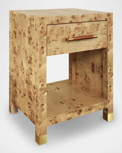 Worlds Away Pelham Burl Wood Side Table In Brown