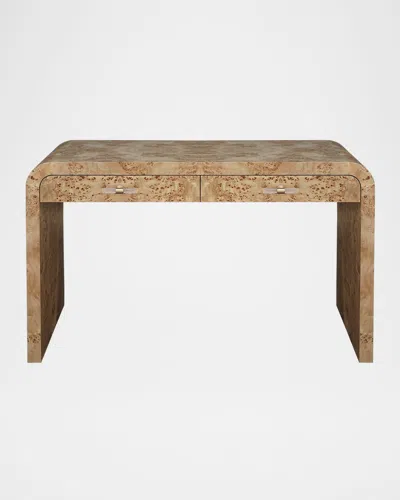 Worlds Away Petra Waterfall Edge Desk In Brown