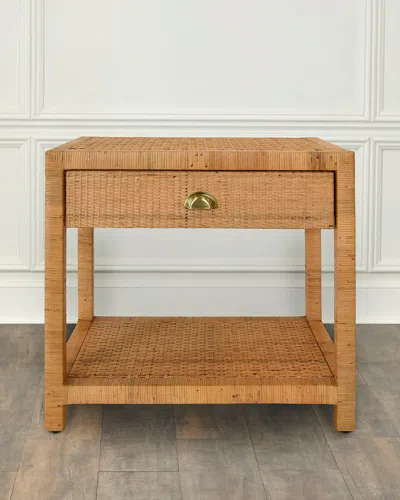 Worlds Away Reed End Table In Natural Rattan