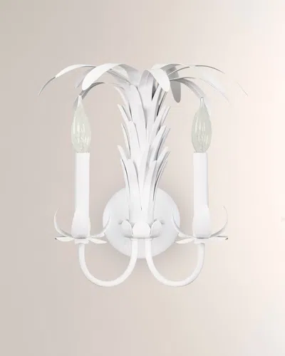 Worlds Away Reseda Palm 2-arm Wall Sconce In White