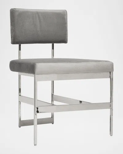 Worlds Away Shaw Velvet Dining Chair In Gray