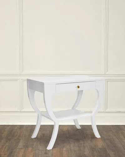 Worlds Away Sonya Side Table In Glossy White