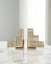 Worlds Away Steps Travertine Bookends Pair In Brown