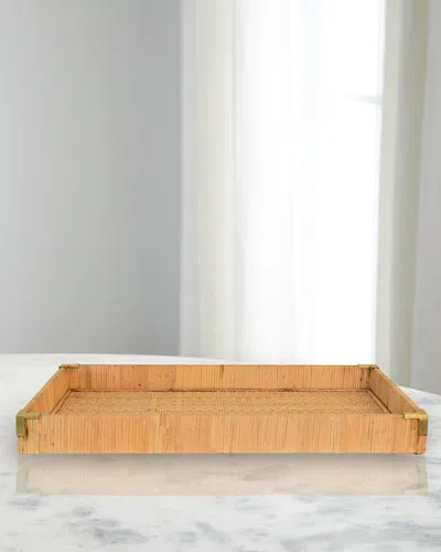 Worlds Away Tommy Rattan Tray, Large In Brown