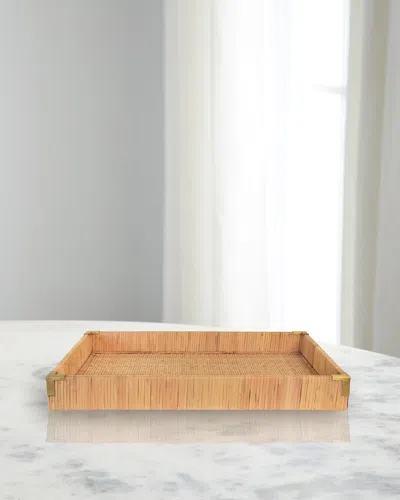 Worlds Away Tommy Rattan Tray, Small In Brown