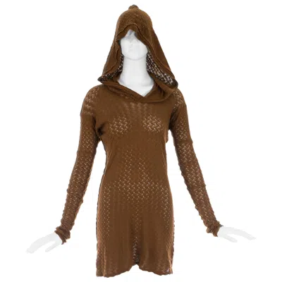 Pre-owned Worlds End 'nostalgia Of Mud' Open Knit Hooded Sweater, Fw 1982 In Brown