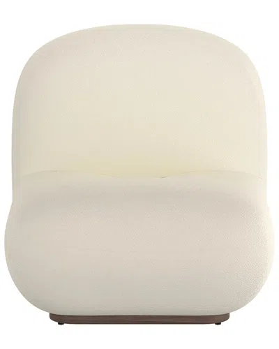 Worldwide Home Furnishings Contemporary Boucle Fabric Accent Chair In White