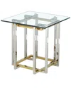 Worldwide Home Furnishings Contemporary Glass & Metal Accent Table In Silver & Gold In Silver