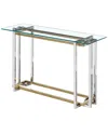 Worldwide Home Furnishings Contemporary Glass & Metal Console Table In Silver & Gold In Silver