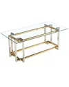 Worldwide Home Furnishings Contemporary Rectangular Glass & Metal Coffee Table In Silver & Gold In Silver