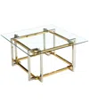 Worldwide Home Furnishings Contemporary Square Glass & Metal Coffee Table In Silver & Gold In Silver