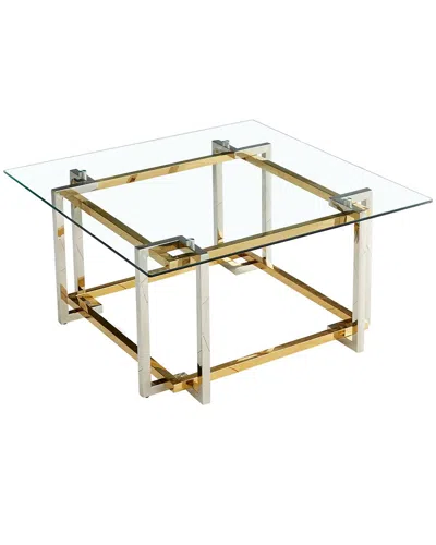 Worldwide Home Furnishings Contemporary Square Glass & Metal Coffee Table In Silver & Gold