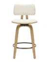 Worldwide Home Furnishings Mid-century Counter Stool With Swivel In Beige