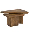 Worldwide Home Furnishings Mid-century Modern Solid Wood 2pc Coffee Table Set In Brown
