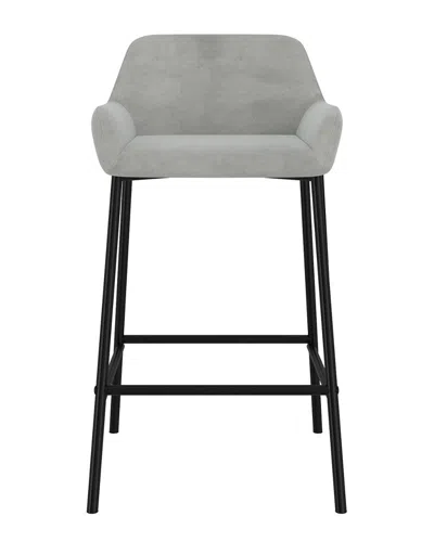 Worldwide Home Furnishings Nspire Modern Velvet 26in Counter Stool In Grey