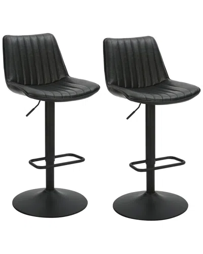 Worldwide Home Furnishings Set Of 2 Contemporary Adjustable Air-lift Stool In Black