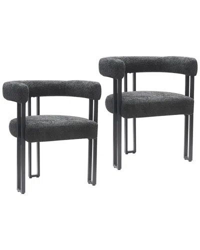 Worldwide Home Furnishings Set Of 2 Contemporary Boucle Fabric Dining Chair In Grey