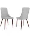 Worldwide Home Furnishings Set Of 2 Mid-century Fabric & Metal Side Chair In Grey