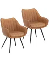 Worldwide Home Furnishings Set Of 2 Modern Swivel Dining & Accent Chair In Brown