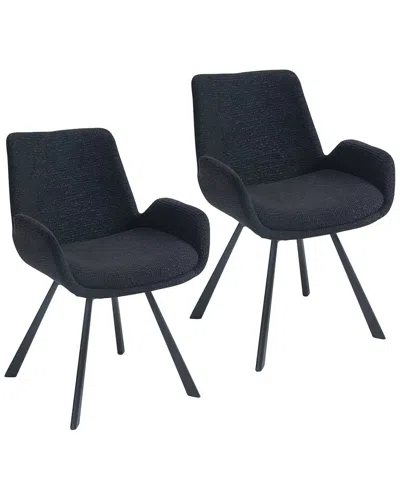 Worldwide Home Furnishings Set Of 2 Modern Swivel Dining Chair In Black