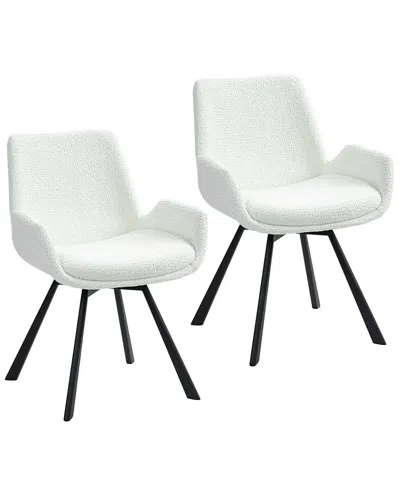 Worldwide Home Furnishings Set Of 2 Modern Swivel Dining Chair In White