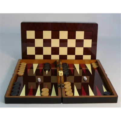 Worldwise Imports 15 In. Simple Wood Grain With Chess Board - Decoupage Wood Backgammon