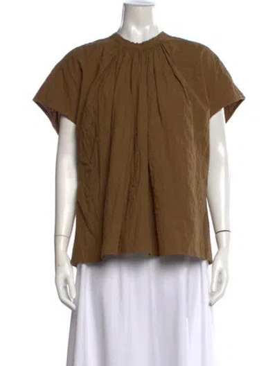 Pre-owned Worn Crew Neck Short Sleeve Top In Brown