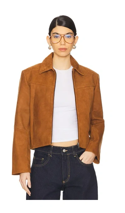 Worn Vintage Ava Suede Jacket In Cognac