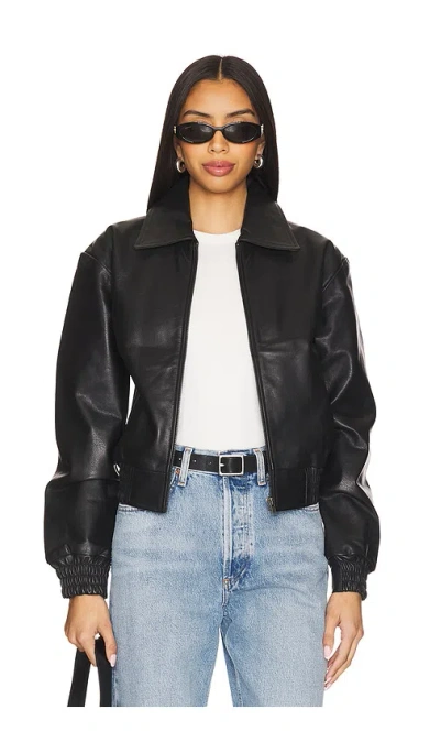 Worn Vintage Bomber Jacket In 黑色