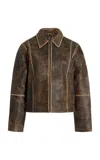 Worn Vintage Willow Leather Jacket In Brown