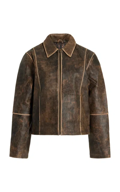 Worn Vintage Willow Leather Jacket In Brown