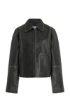 Worn Vintage Willow Leather Jacket In Black