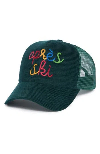 Worn/west Après Ski Cord Trucker Hat In Green