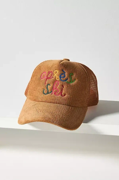 Worn/west Ski Bunny Corduroy Trucker Hat In Beige