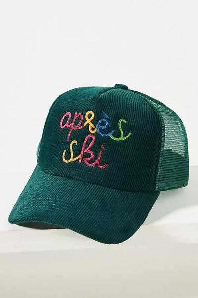 Worn/west Après Ski Corduroy Trucker Hat In Green