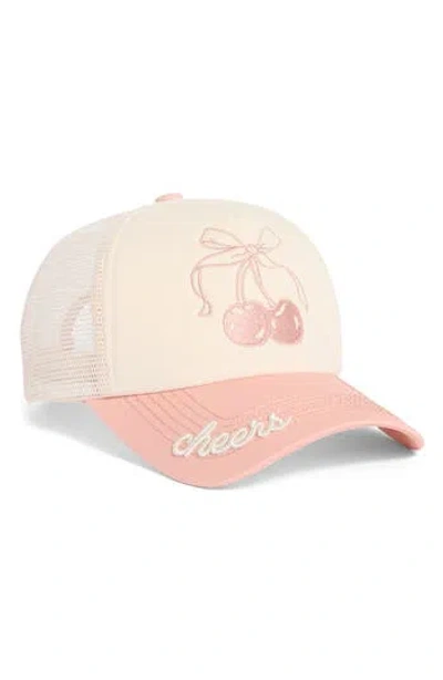 Worn/west Cherry Embroidered Trucker Hat In Multi