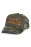 Worn/west Cool It Cowboy Trucker Hat In Green