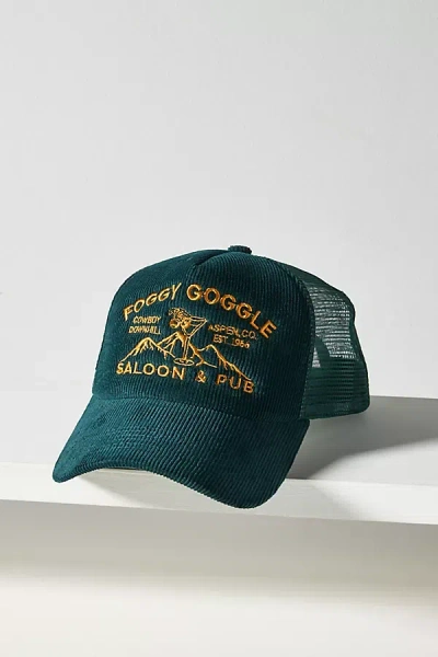 Worn/west Foggy Goggle Corduroy Trucker Hat In Green
