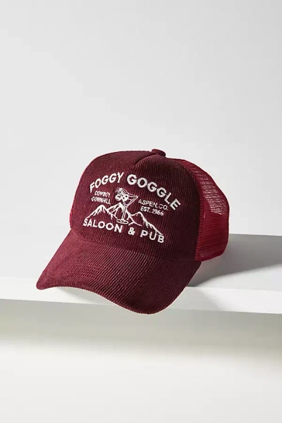 Worn/west Foggy Goggle Corduroy Trucker Hat In Burgundy