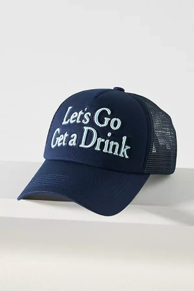 Worn/west Get A Drink Trucker Hat In Blue