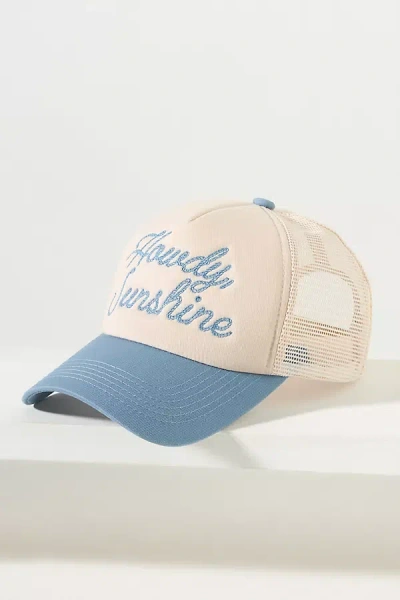 Worn/west Howdy Sunshine Trucker Hat In Blue